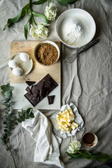 Step by step chocolate cookies. Ingredients for chocolate dessert/cookies: dark chocolate, butter,...
