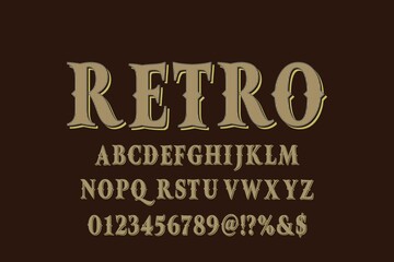 alphabet retro font, typeface design, brown vector background
