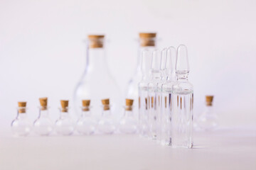 ampoules with vaccines on the table in a research chemical laboratory