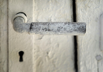 House old door handle close-up