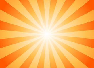 Sunlight rays horizontal background. Bright yellow color burst background.