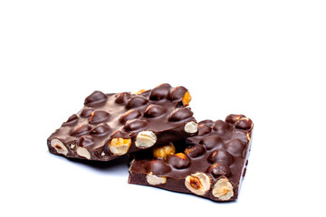 Dark chocolate bars isolated on a white background