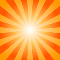 Sunlight rays horizontal background. Bright yellow color burst background.
