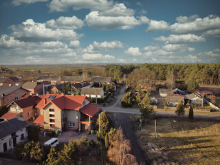 Fototapeta premium A small Polish village seen from above. 