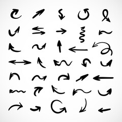 Vector set of hand-drawn arrows, elements for presentation