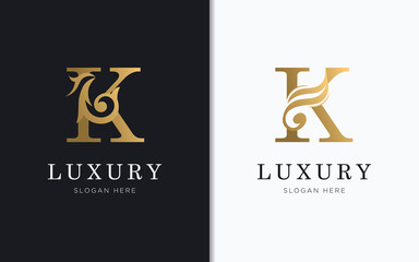 Luxury letter K with gold color logo template