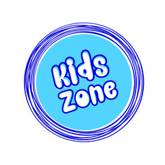 kids zone sign on white background