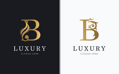 Luxury letter B with gold color logo template