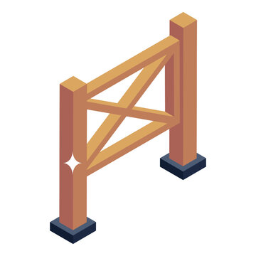 
Wooden fence in isometric icon 

