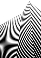 Design elements. Curved sharp corners many streak. Abstract vertical broken stripes on white background isolated. Creative band art. Vector illustration EPS 10. Black lines created using Blend Tool