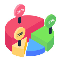 
Circle chart in isometric icon 

