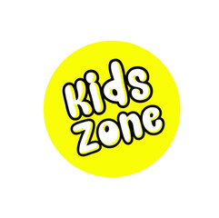 kids zone sign on white background