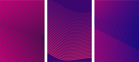 Design elements. Curved sharp corners many streak. Abstract vertical broken stripes on white background isolated. Creative band art. Vector illustration EPS 10. Black lines created using Blend Tool