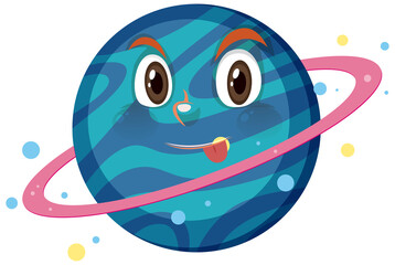 Obraz premium Saturn cartoon character with naughty face expression on white background