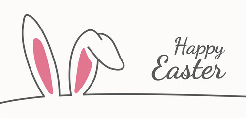 Simple banner Happy easter with rabbit icon
