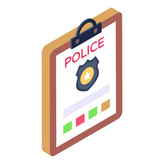 
Police complaint in isometric icon, trendy vector 

