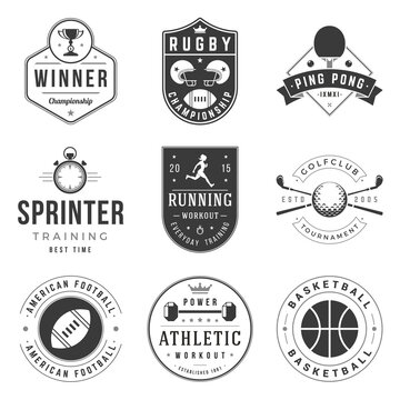 Sports and athletic club logos vector emblems set