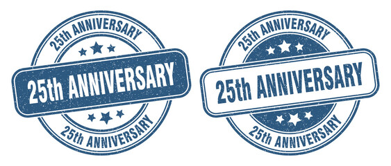 25th anniversary stamp. 25th anniversary label. round grunge sign