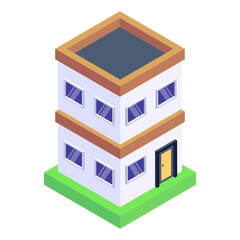 
Building in isometric editable icon

