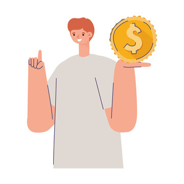 man with one coin in the hand