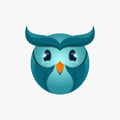 owl cute logo design