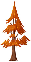 Isolated pine tree in orange color