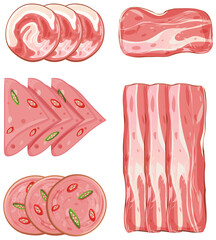 Set of pork product on white background © brgfx