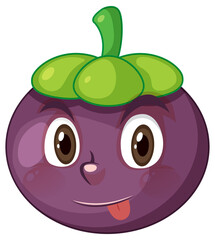 Mangosteen cartoon character with facial expression