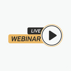 Live Webinar Button, icon, emblem label Vector illustration.