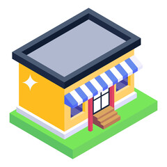 building in isometric editable icon
