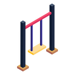 
Garden swing in trendy isometric style icon 

