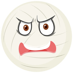 Valley ball with face expression on white background