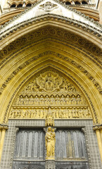 Tympanum of the north portal. Westminster Abbey in London, England, UK. Unesco World Heritage Site since 1987