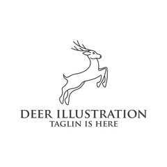 deer logo design silhouette vector, Best deer logo design, illustration and logotype. A great, elegant deer standing gracefully. Hunter logo t-shirt minimal design. Deer icon for company logo .