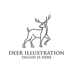 deer logo design silhouette vector, Best deer logo design, illustration and logotype. A great, elegant deer standing gracefully. Hunter logo t-shirt minimal design. Deer icon for company logo .