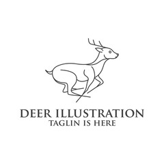 deer logo design silhouette vector, Best deer logo design, illustration and logotype. A great, elegant deer standing gracefully. Hunter logo t-shirt minimal design. Deer icon for company logo .