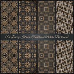 Set Luxury Islamic Traditional Pattern Backround