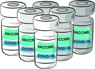 Covid-19 Coronavirus Vaccine in medicine bottles.