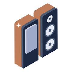 
Icon of sound speaker, woofer isometric style 


