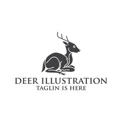 Fototapeta premium deer logo design silhouette vector, Best deer logo design, illustration and logotype. A great, elegant deer standing gracefully. Hunter logo t-shirt minimal design. Deer icon for company logo .