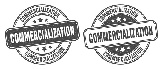 commercialization stamp. commercialization label. round grunge sign