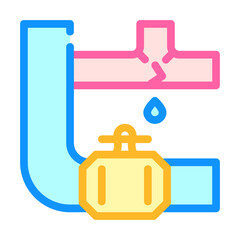 pipe repair color icon vector illustration line