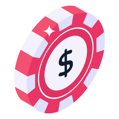 
A dollar chip, nominal side isometric icon 

