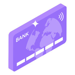 
Bank card, trendy isometric icon

