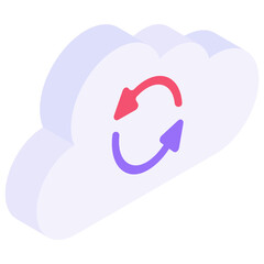 
Cloud with arrows denoting isometric icon of cloud update 

