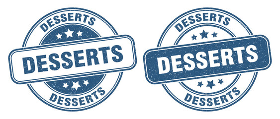 desserts stamp. desserts label. round grunge sign