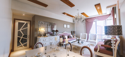 
modern 3d living room with wooden ceiling