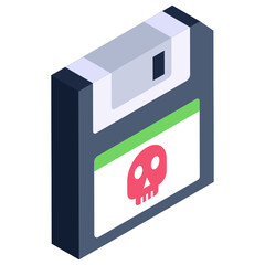 
Infected floppy isometric style editable vector 

