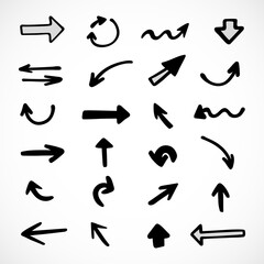 Vector set of hand-drawn arrows, elements for presentation