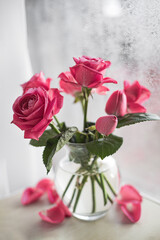 bouquet of red roses in vase